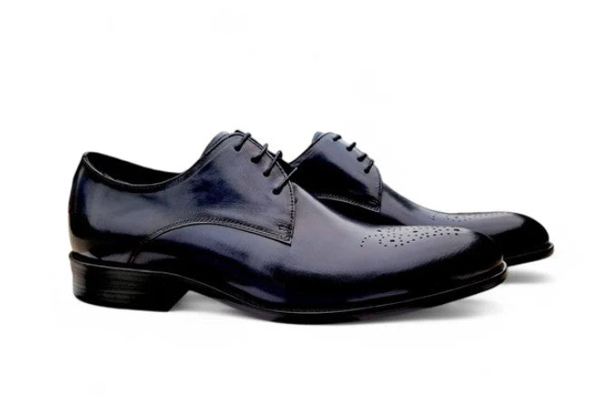 Burnished Calfskin Lace-Up Oxford Black