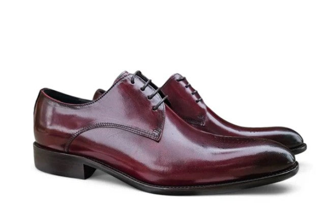 Burnished Calfskin Lace-Up Oxford Burgundy