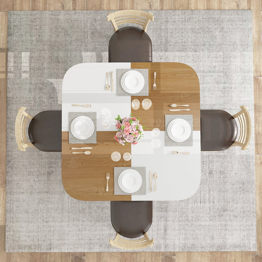 47.5 inch Modern Dining Table Square Kitchen Table with Mix-colored Tabletop
