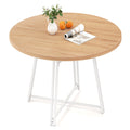47 Inch Dining Table for 4-6 People Round Kitchen Table with Cross Base