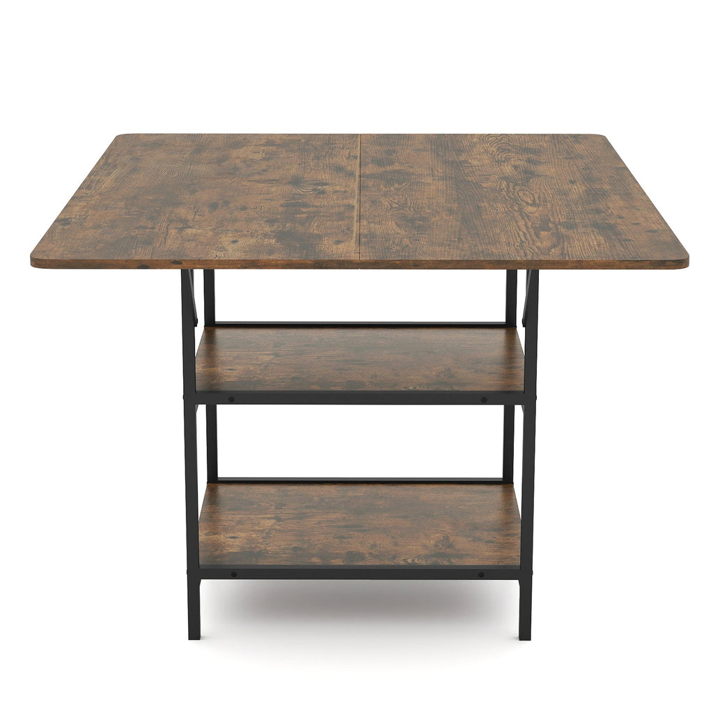 47 Inch Rectangular Dining Table with 2 Open Storage Shelves and Sturdy Metal Legs for 4-6