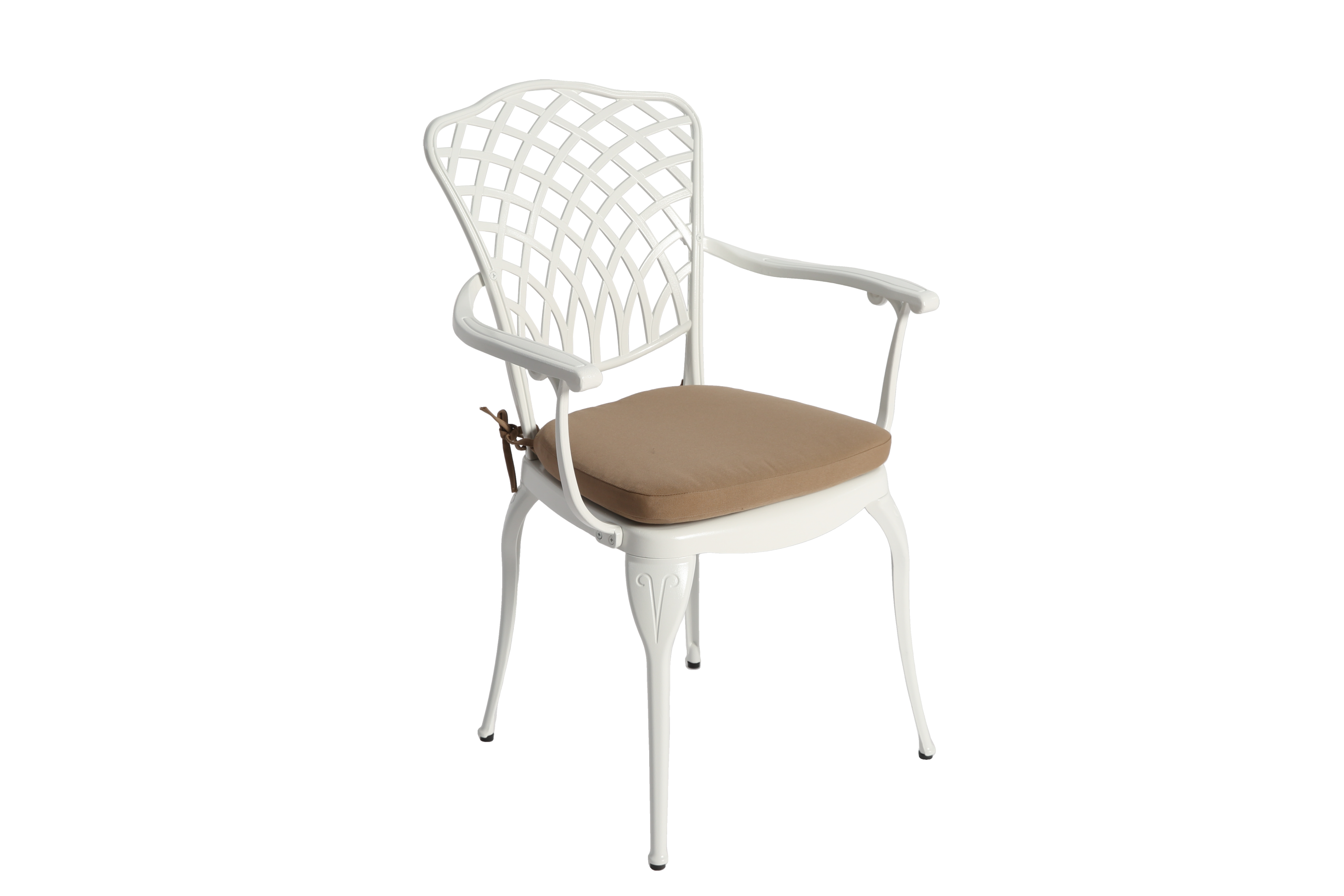 Outdoor Bistro Set Cast Aluminum White 3 Piece Umbrella Hole Cushions