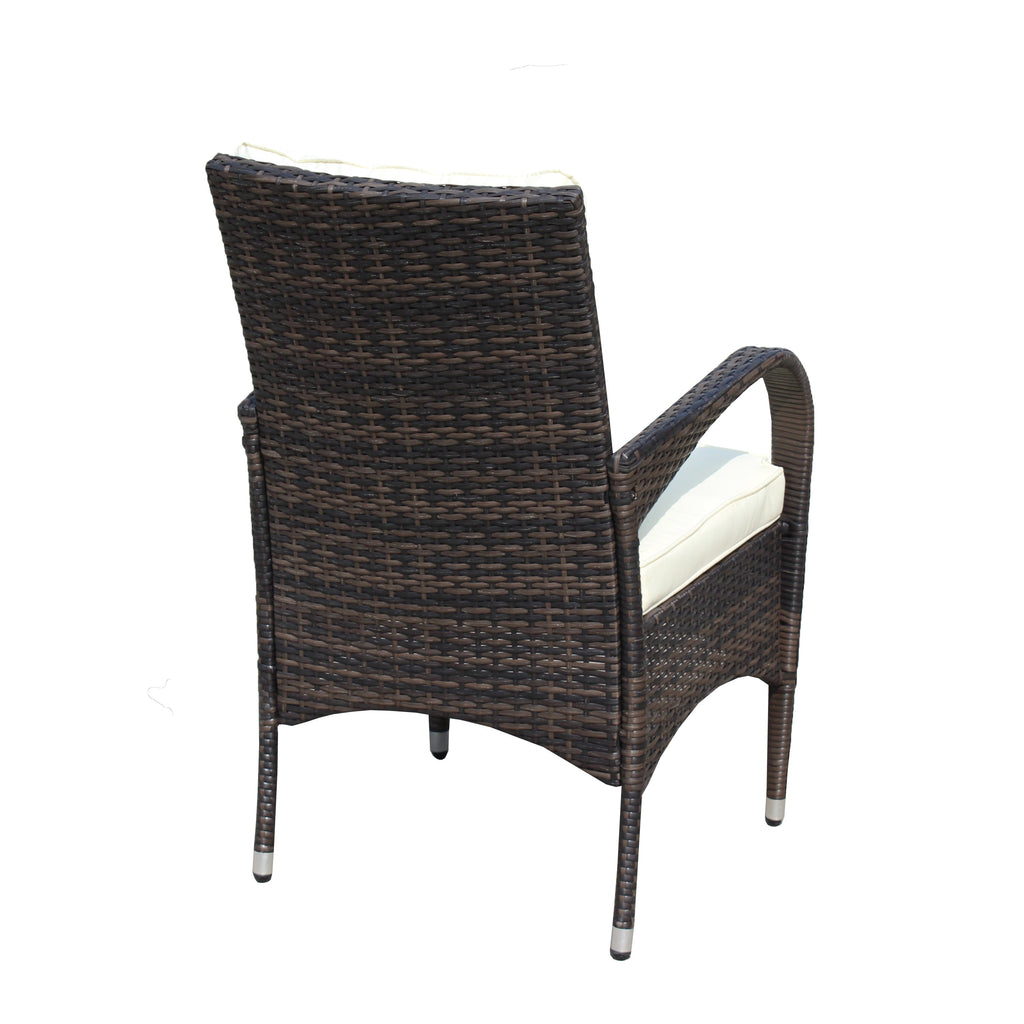 Outdoor Conversation Set PE Rattan Steel Brown Beige Cushion 3 Piece