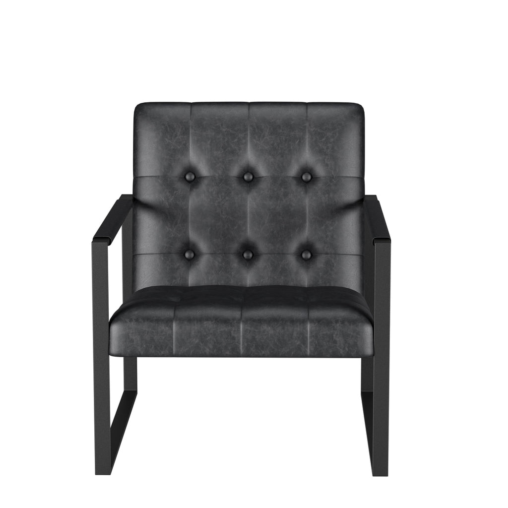 Office Chair Modern Metal Black Upholstered Pull-Out Backrest 46x25x28 in