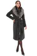 Genuine Silver Fox Cashmere Blend Coat