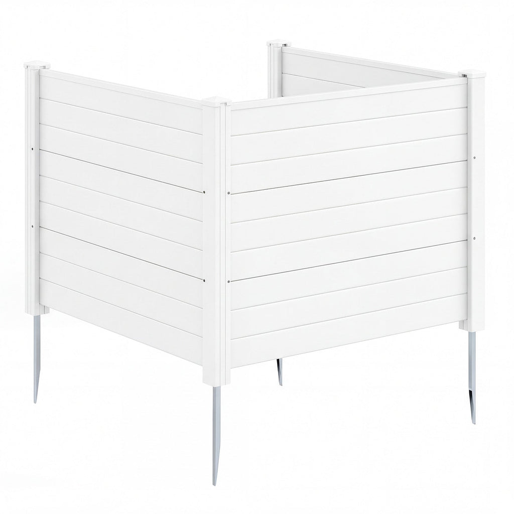 48 x 38 Inch Air Conditioner Fence 3 Panels with Metal Ground Stakes for Patio Backyard