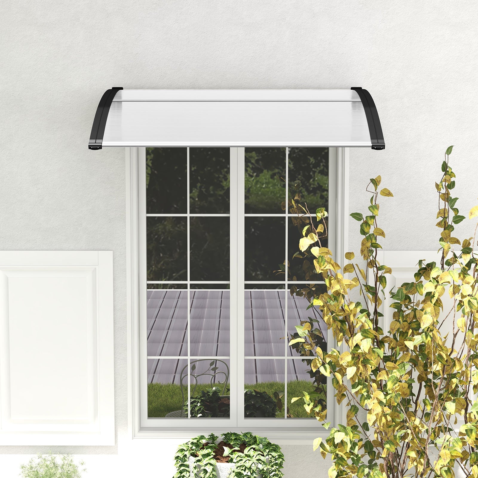 48 x 40 Inch Outdoor Front Door Window Awning Door Canopy Exterior