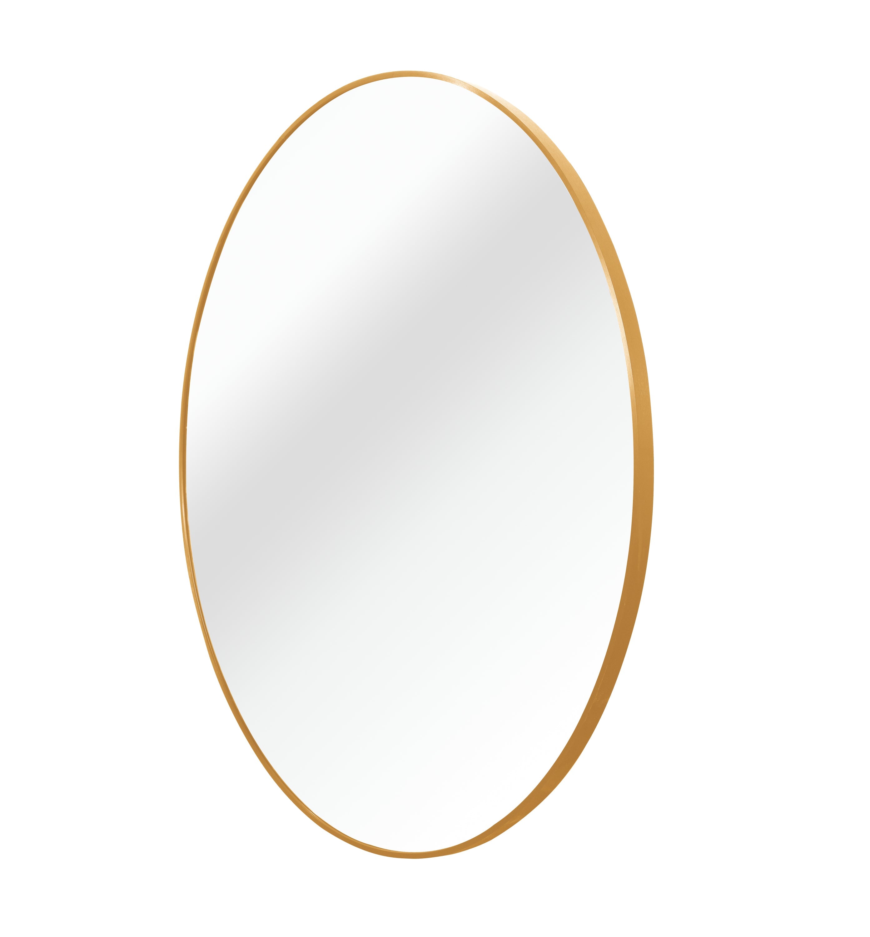 Wall Mirror Round Aluminum Frame Gold 30 In HD Glass Shatterproof Film