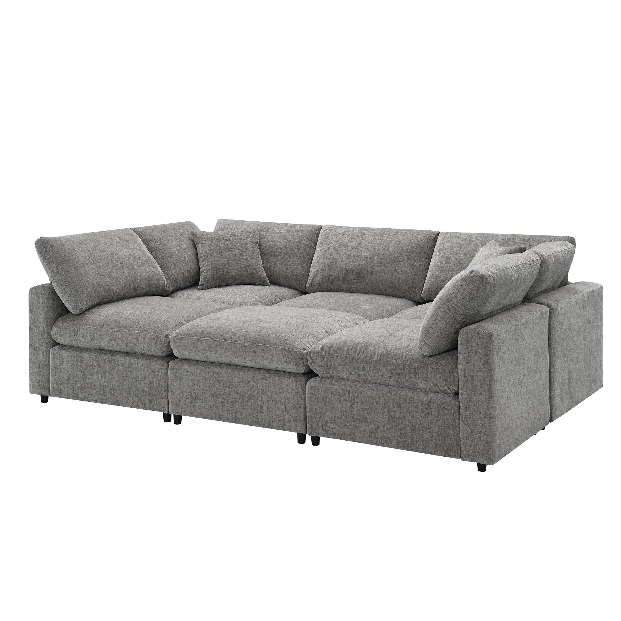 6-Seat U-Shape Modular Sofa with Ottoman, 130