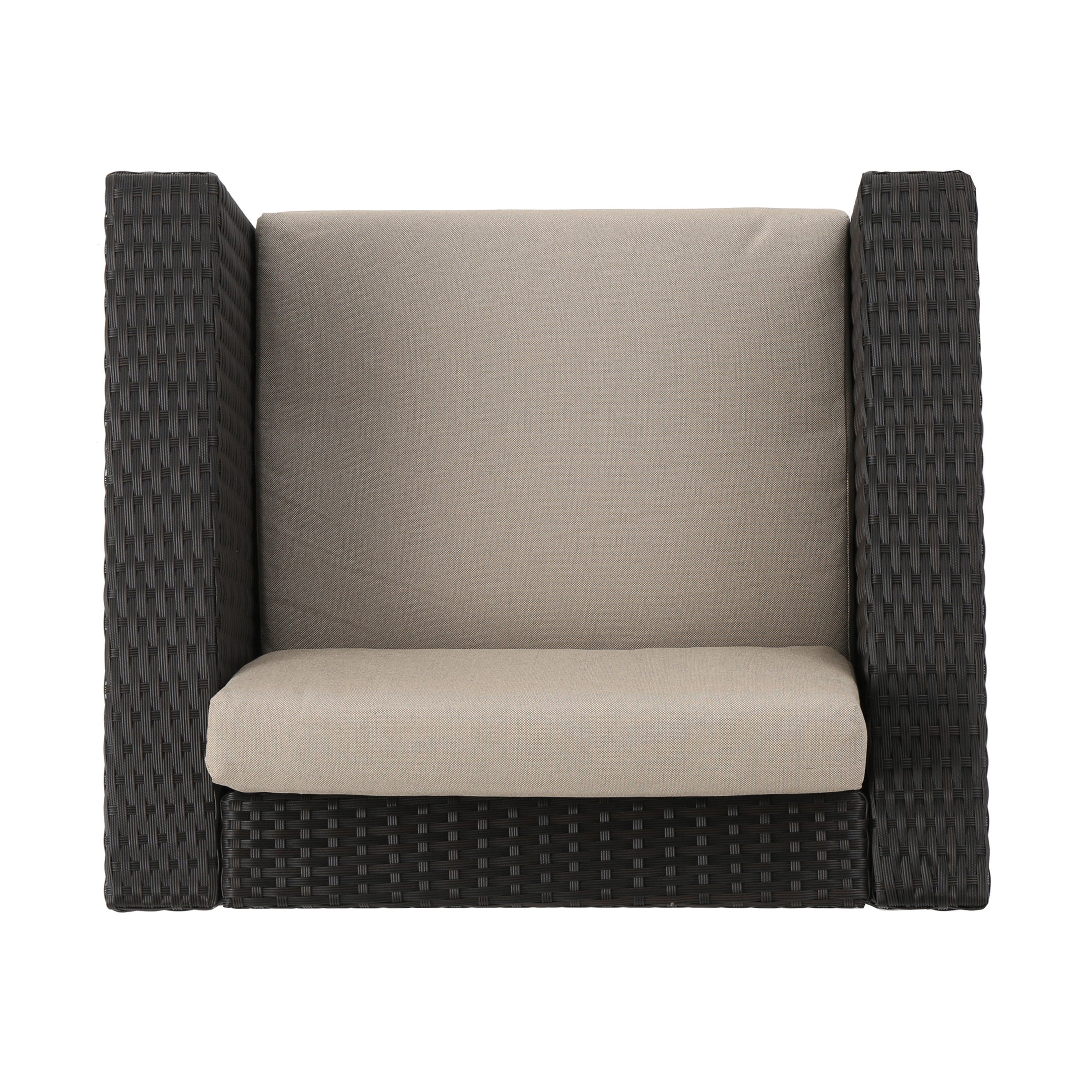 Outdoor Patio Set PE Rattan Dark Brown 4 Piece Loveseat Chairs Coffee Table