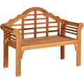 49 Inch Eucalyptus Wood Outdoor Folding Bench with Backrest Armrest for Patio Garden