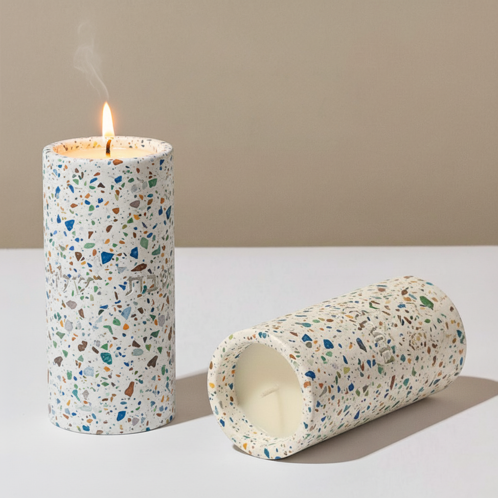 Shabbat Candle Holder Pair in Terrazzo – Terrazzo Series