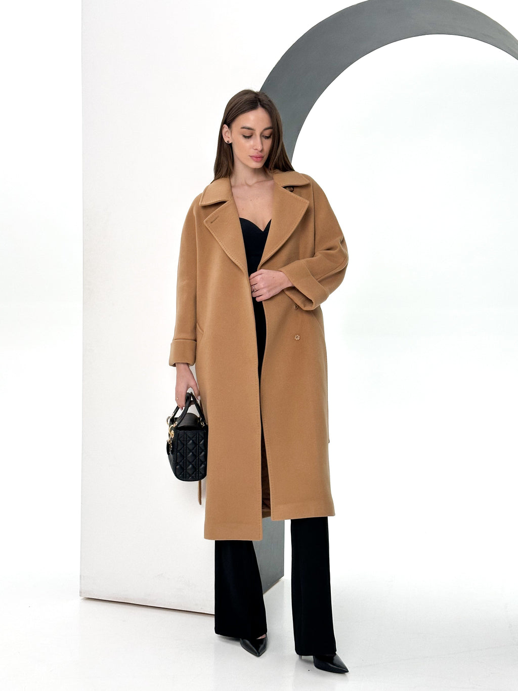 Monique Tailored Cashmere Wool Blend Coat in Bluff