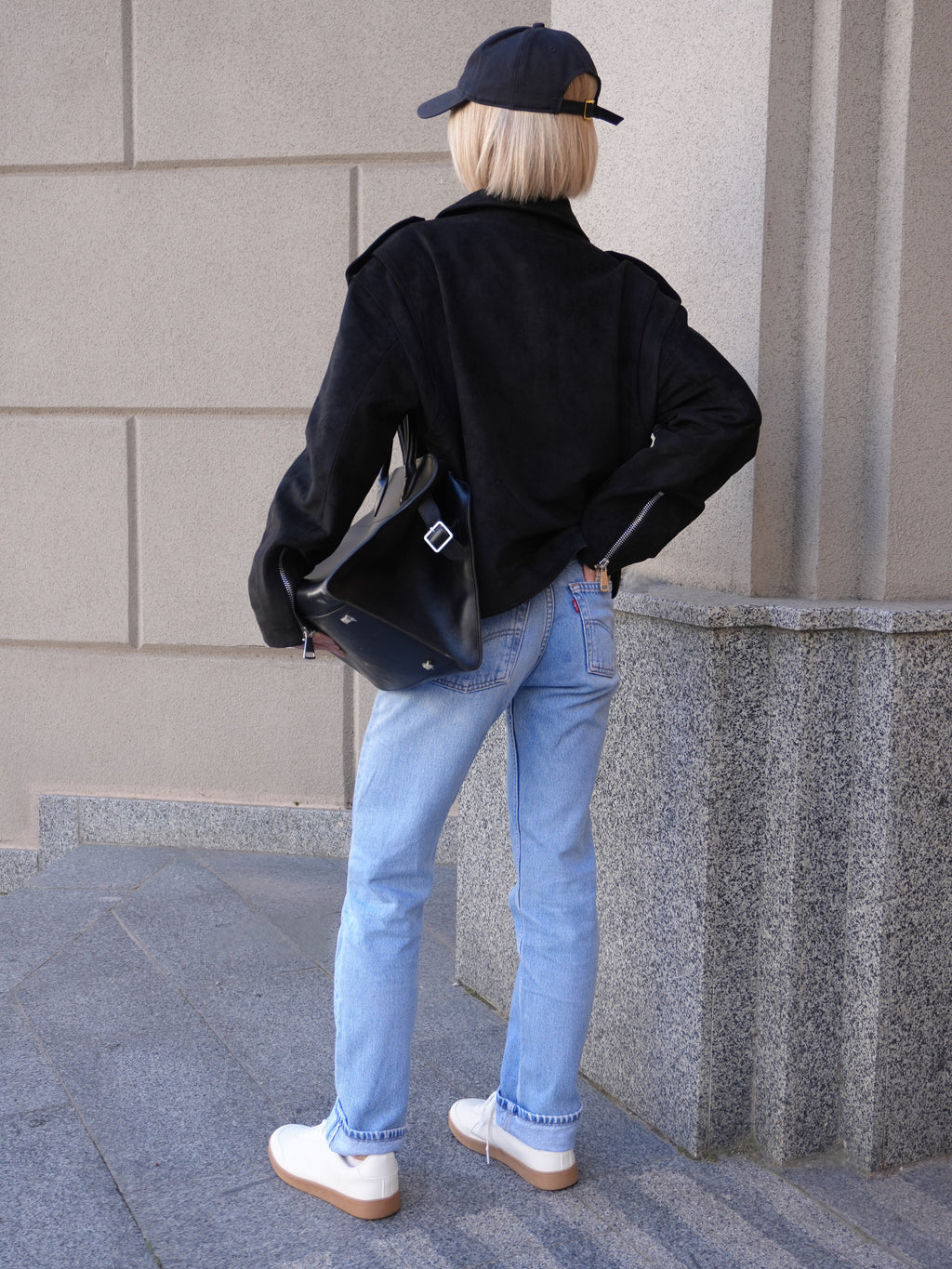 Dakota Eco Suede Aviator Jacket in Black