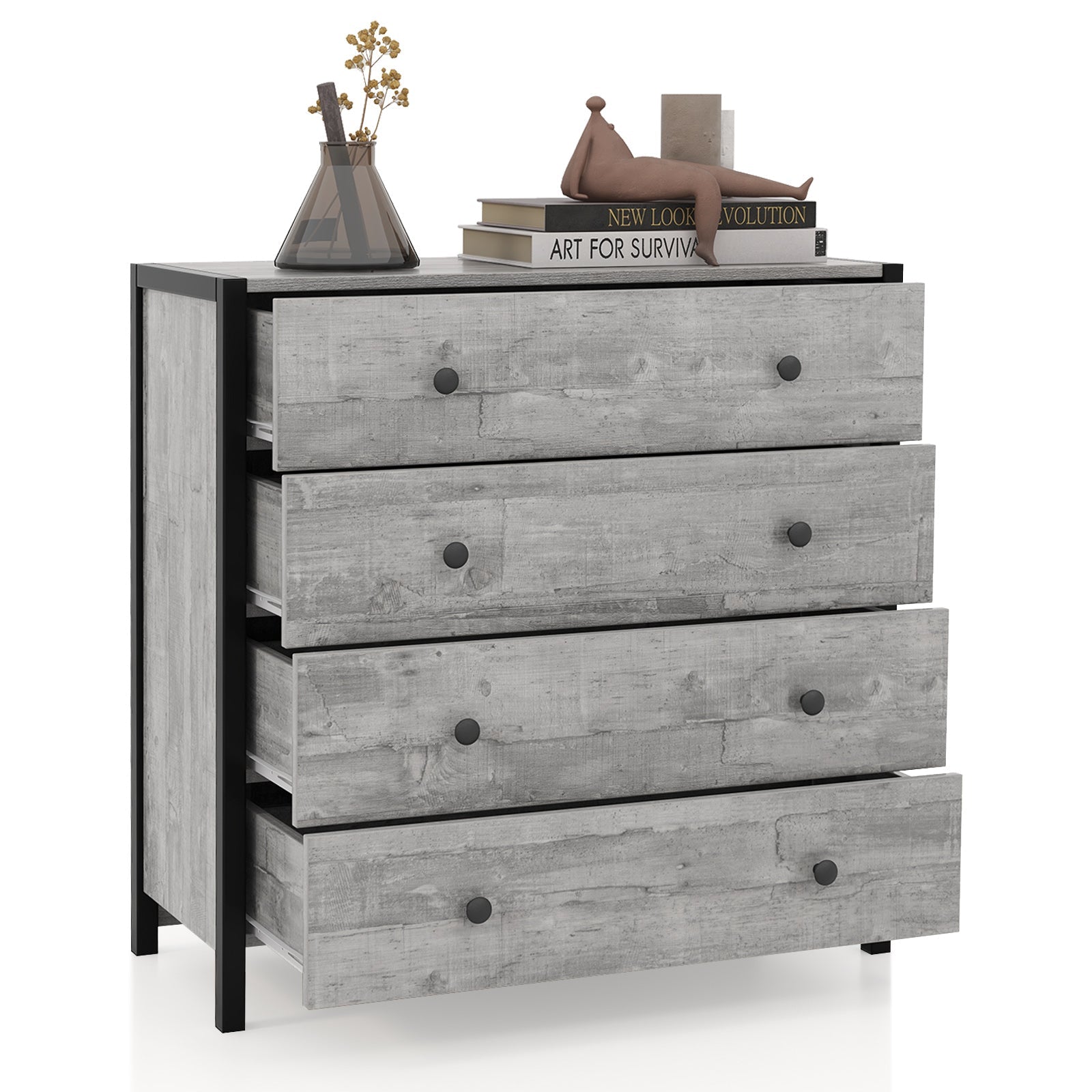 4-Drawer Dresser Modern Wooden Chest of Drawers for Bedroom Living Room