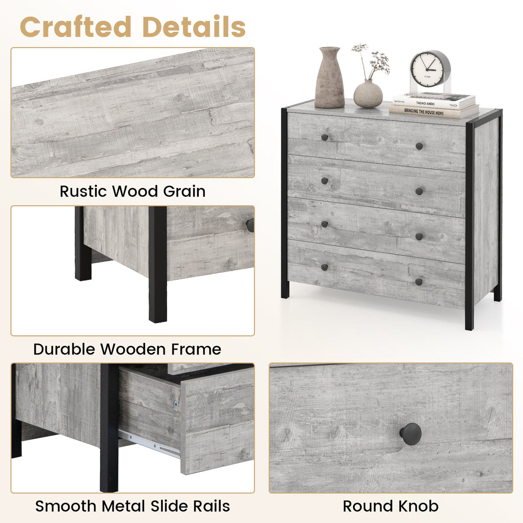 4-Drawer Dresser Modern Wooden Chest of Drawers for Bedroom Living Room