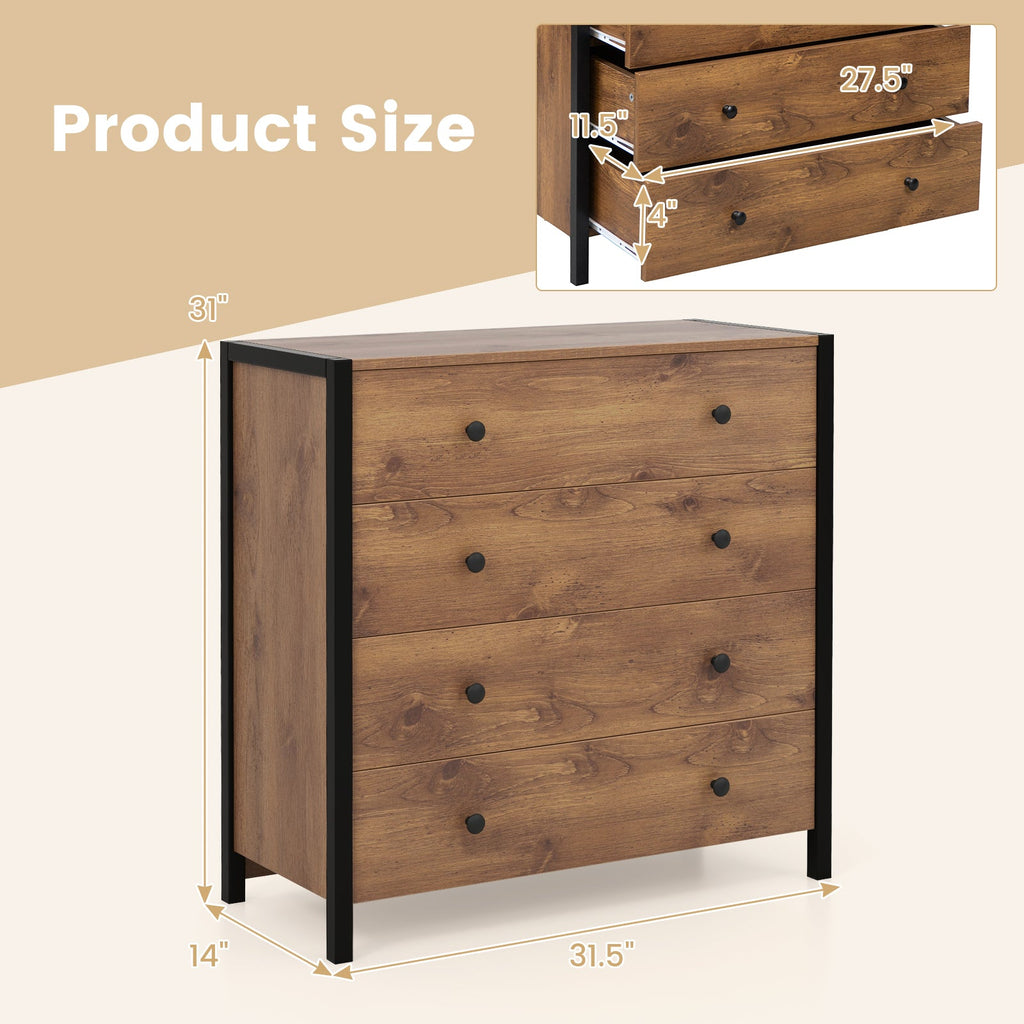4-Drawer Dresser Modern Wooden Chest of Drawers for Bedroom Living Room