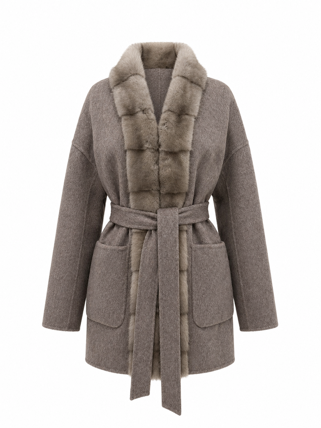 ⇆ Reversible Genuine Mink Fur Virgin Wool Coat