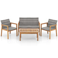 4-Piece Patio Furniture Set with Loveseat Single Chairs and Coffee Table