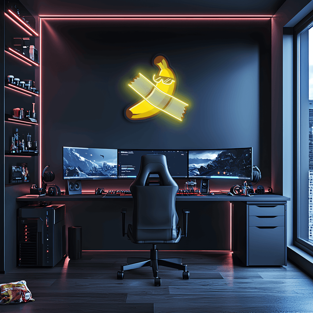 Handcrafted Banana Table Neon Sign - UV Print LED Wall Art Modern Home Bedroom Decor