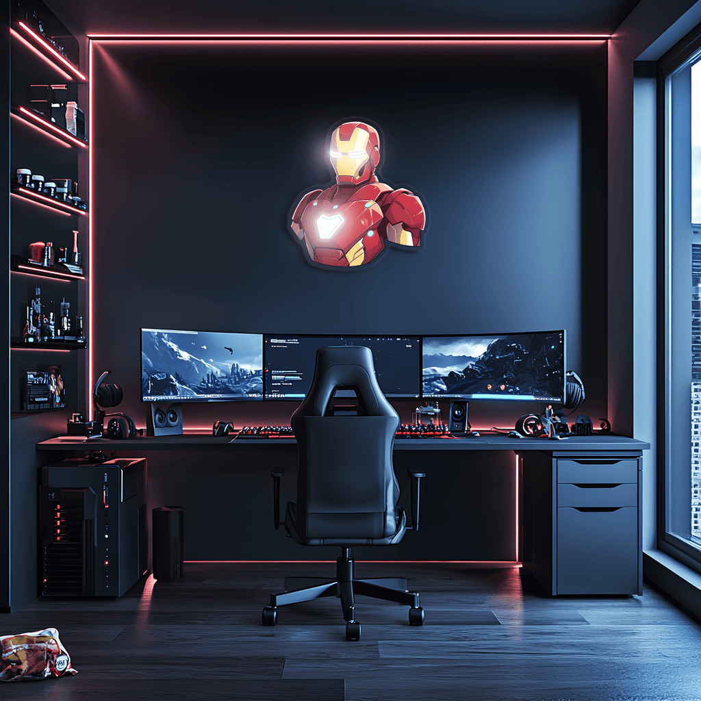 Ironman Neon Wall Sign - LED Light with Clear Acrylic Backing