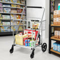 Heavy Duty Folding Utility Shopping Double Cart-Silver