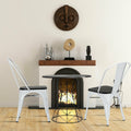 4 Pieces Tolix Style Metal Dining Side Chair Stackable Wood Seat