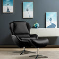 360¬∞ Swivel Leather Lounge Chair with Ottoman and Aluminum Alloy Base
