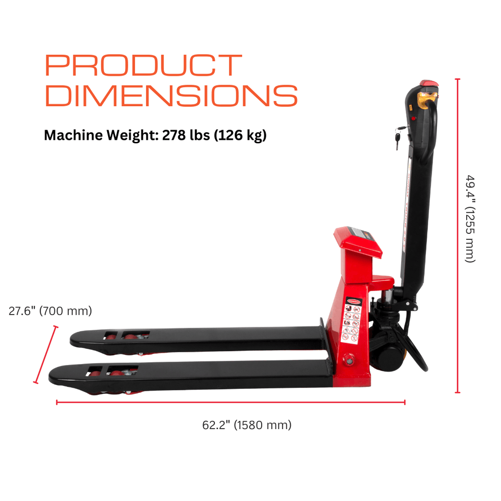 PT4400W Electric Pallet Jack with Built-In Scale, 4,400 lb Lithium-Powered Walk-Behind Pallet Jack