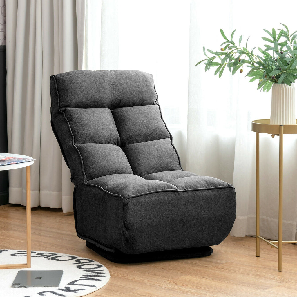 360-Degree Swivel Folding Floor Chair with 6 Adjustable Positions