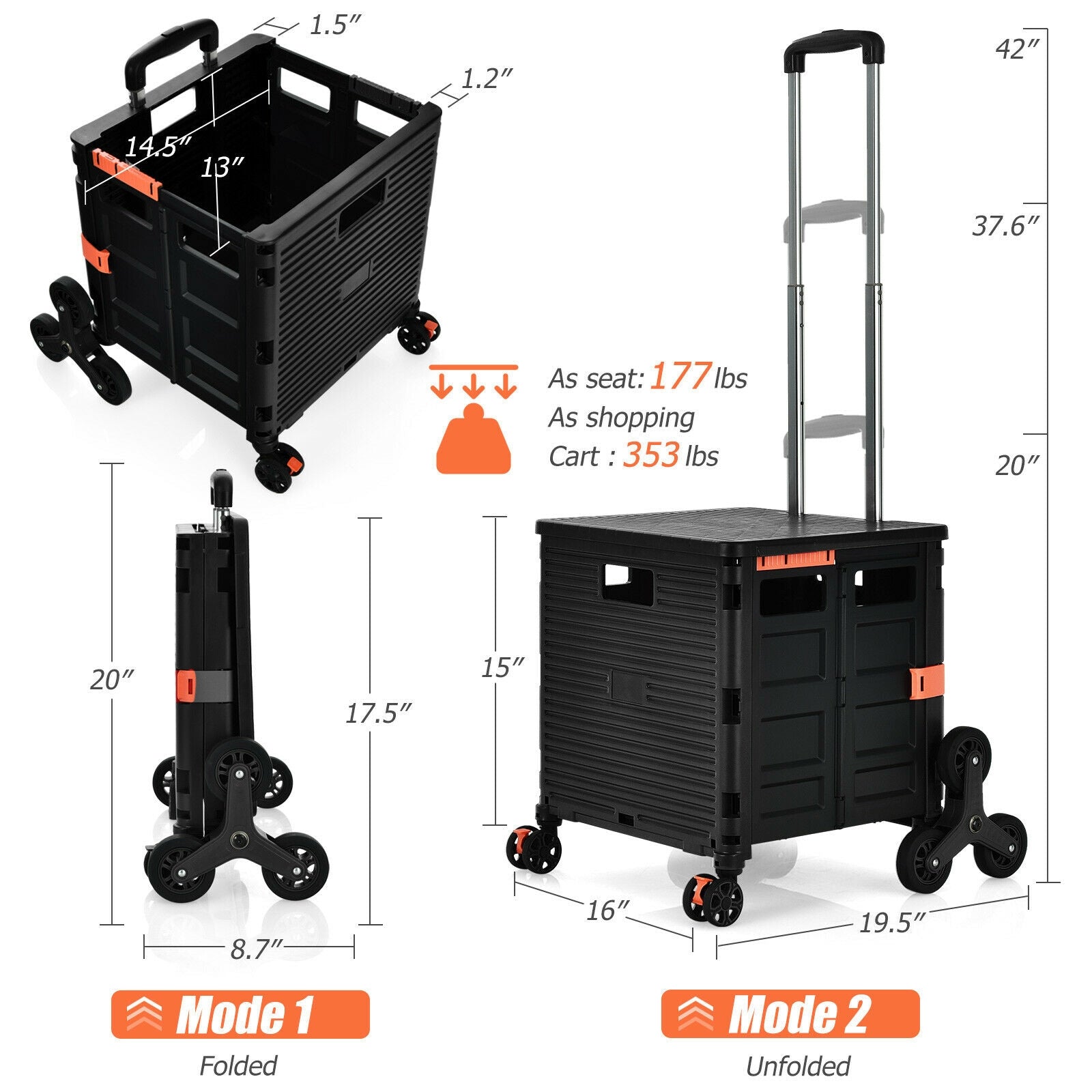 Costway Foldable Utility Cart for Travel and Shopping