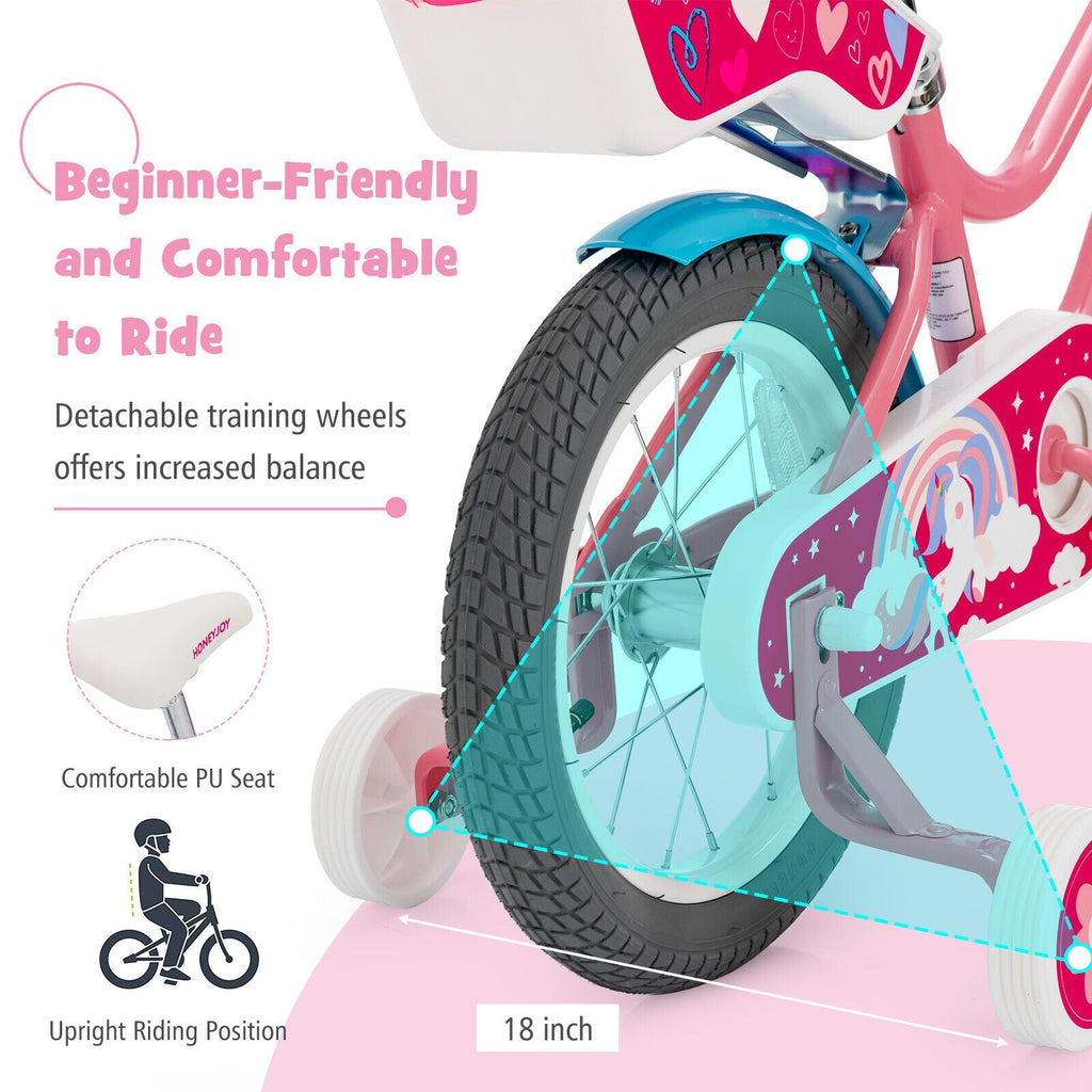 16 Inch Kids Bike with Training Wheels and Storage Basket