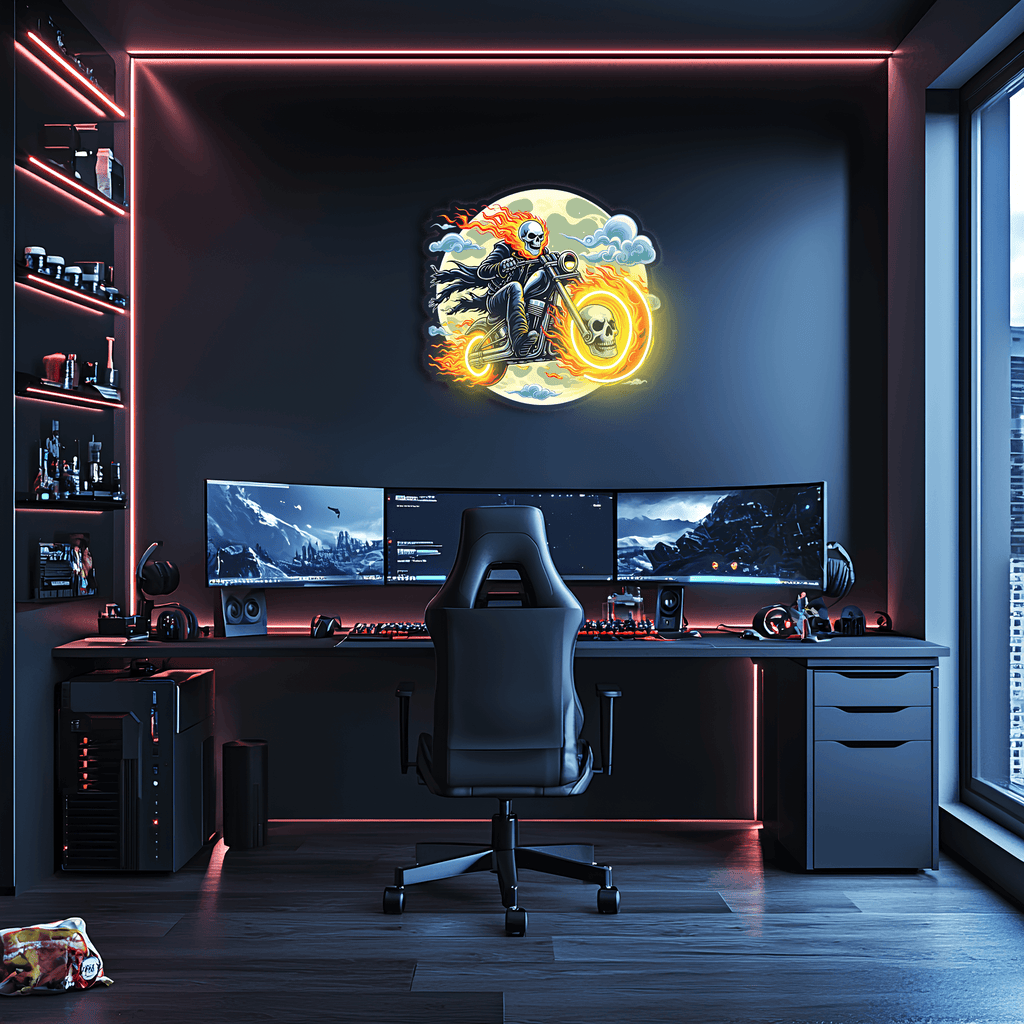 Neon Wall Light Ghost Driver - Custom Handcrafted UV Printed