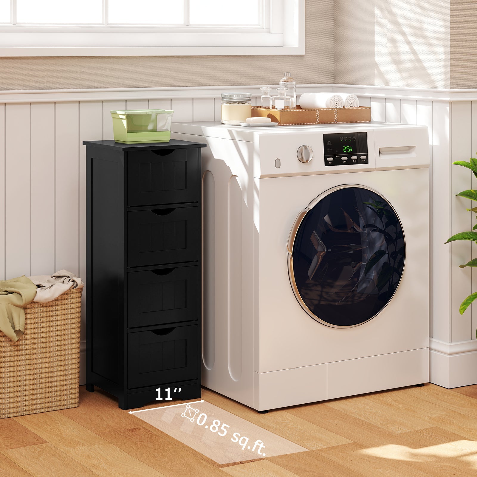 4-Drawer Freestanding Floor Cabinet with Anti-Toppling Device