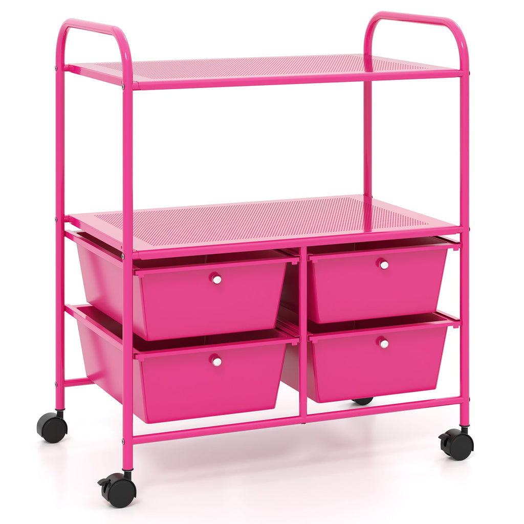 Mobile 4 Drawers Shelves Rolling Storage Cart Rack