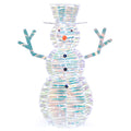 4 Feet Iridescent Christmas Snowman with White LED Lights and Ground Stakes