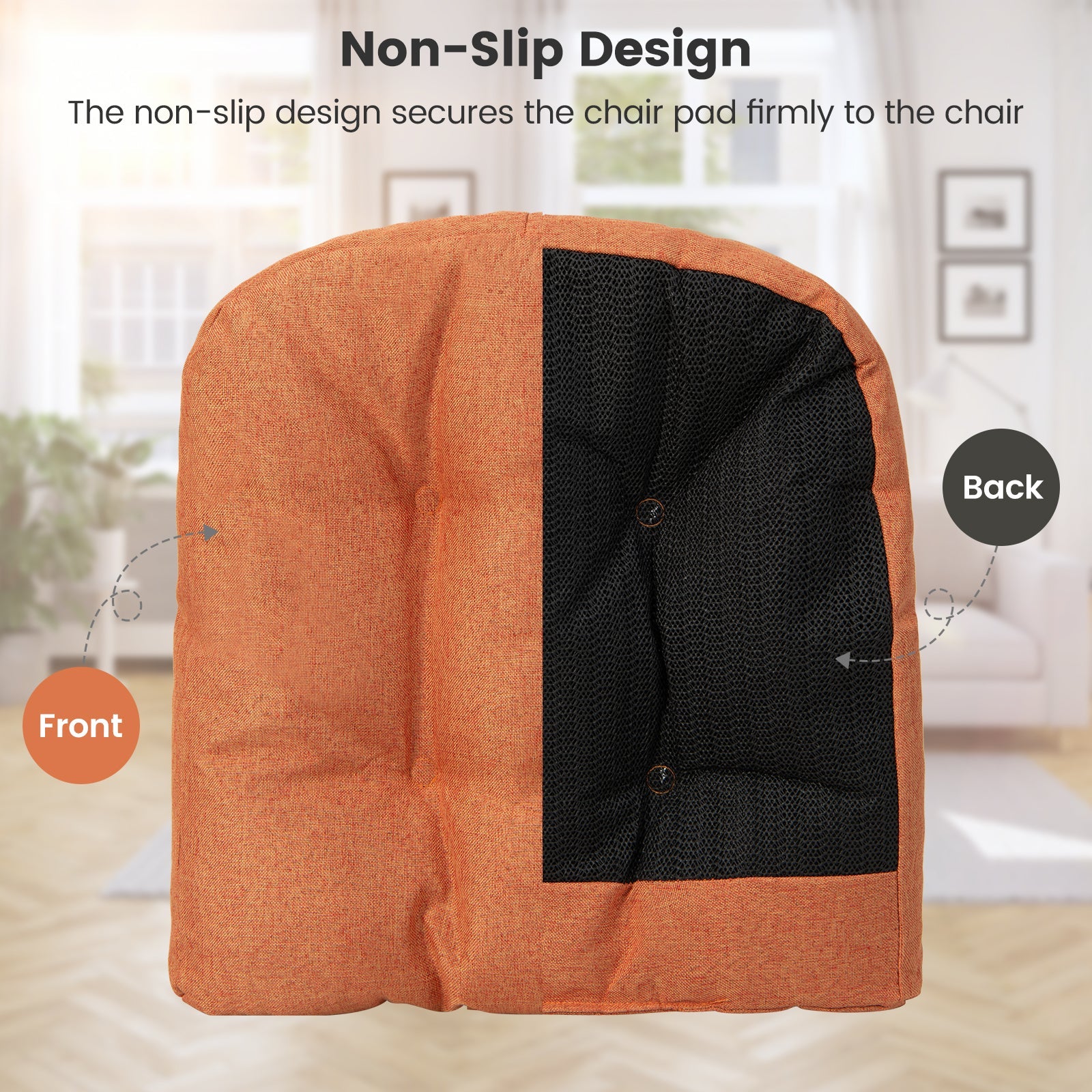 4 Pack 17.5 x 17 Inch U-Shaped Chair Pads with Polyester Cover
