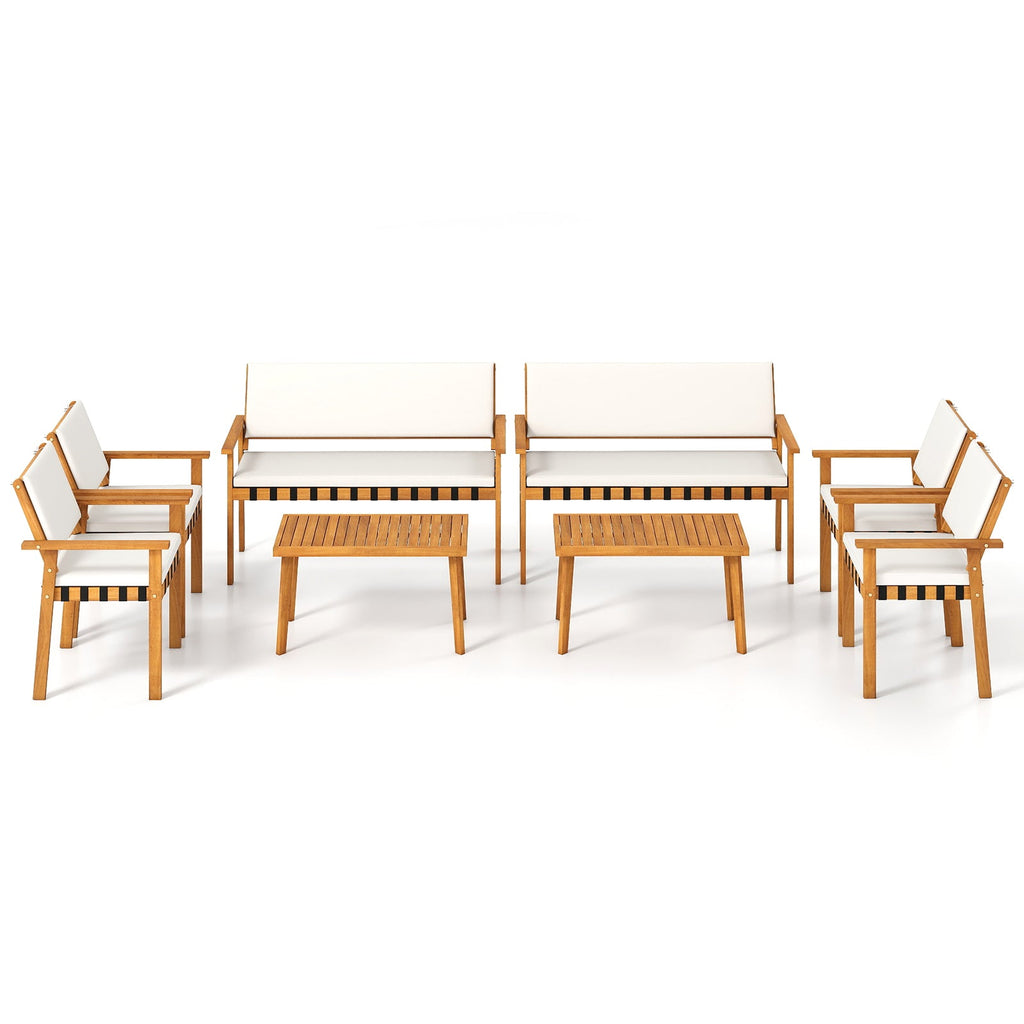 4 Piece Patio Furniture Set with Coffee Table for Backyard and Garden-White