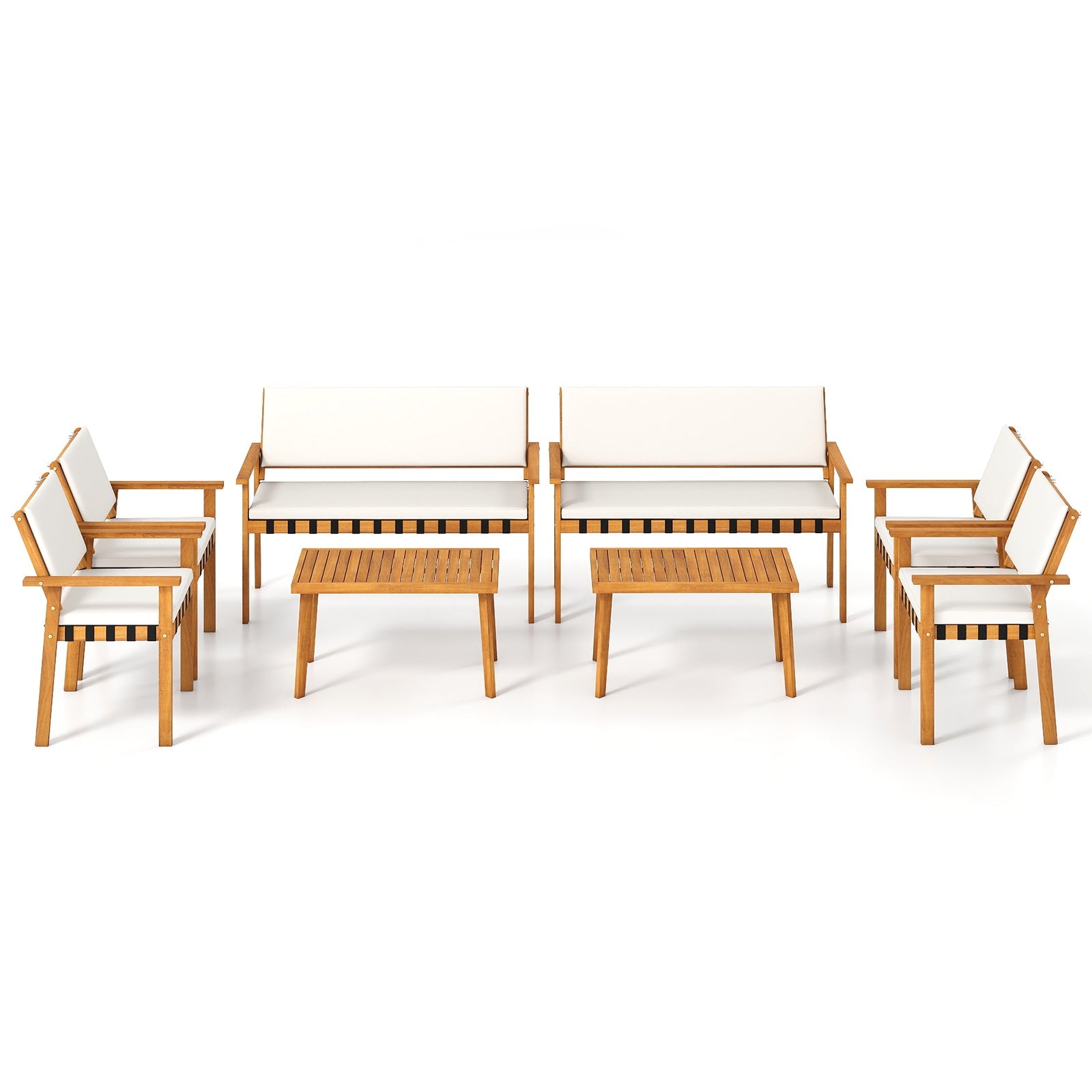 4 Piece Patio Furniture Set with Coffee Table for Backyard and Garden-White