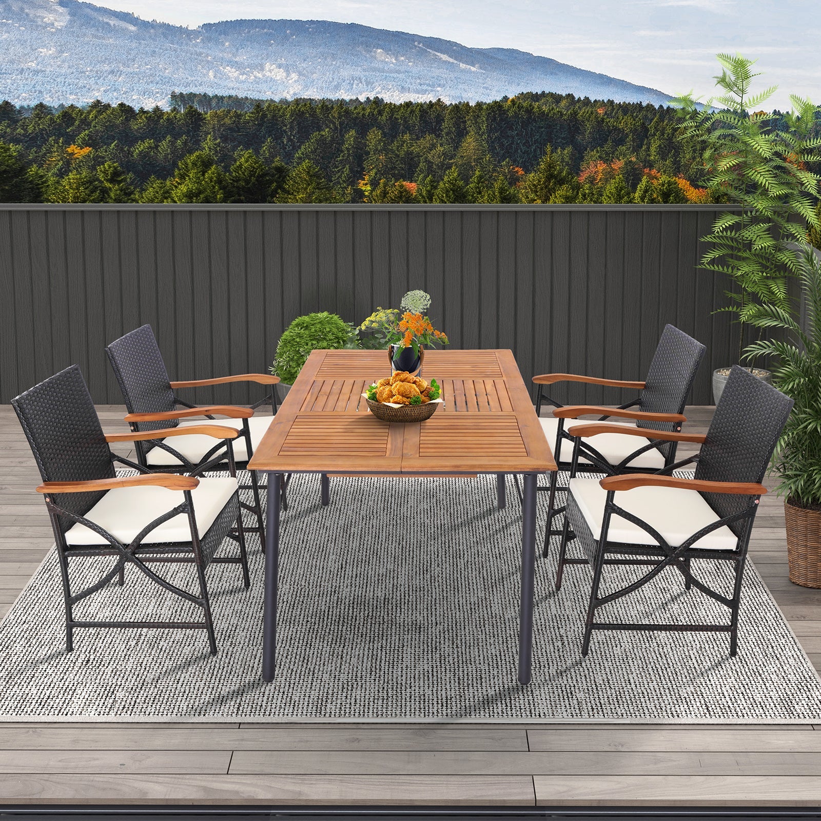 Set of 2/4 Patio Wicker Chairs with Soft Zippered Cushion