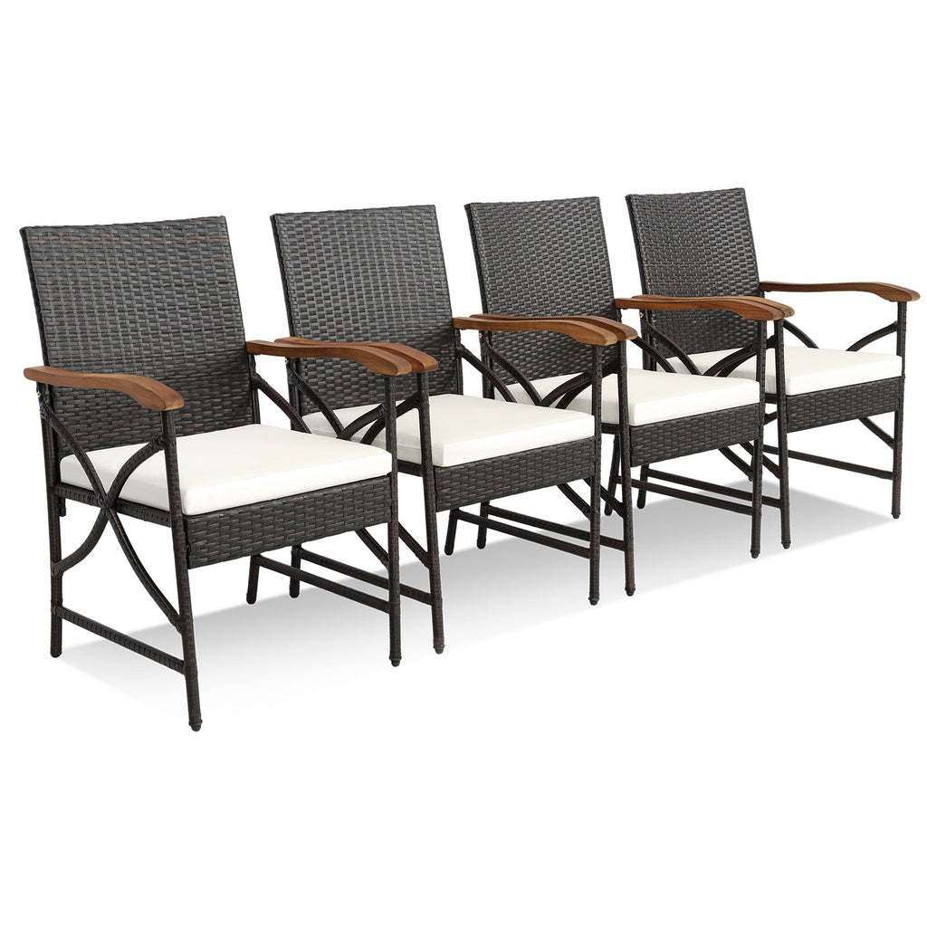 Set of 2/4 Patio Wicker Chairs with Soft Zippered Cushion