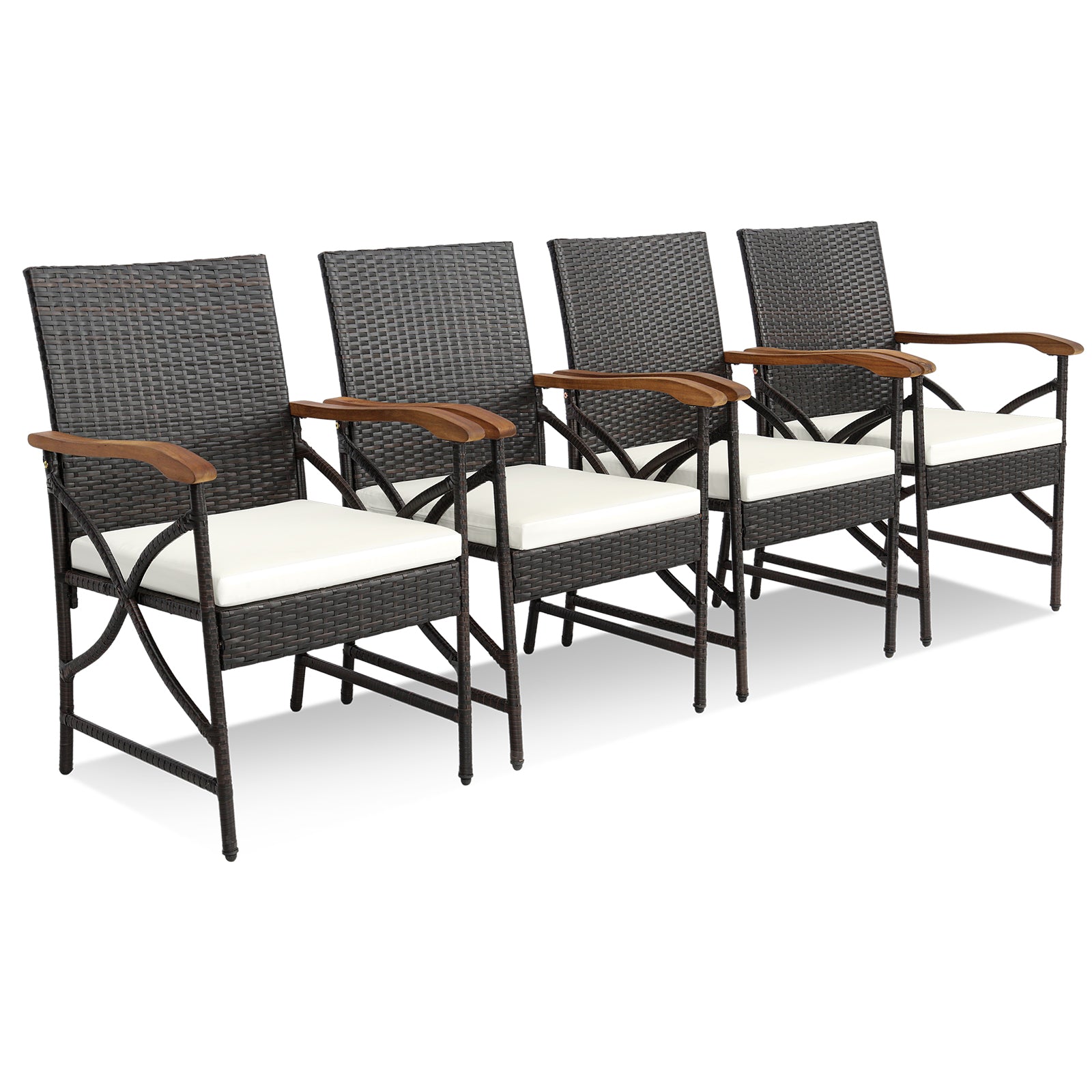 Set of 2/4 Patio Wicker Chairs with Soft Zippered Cushion