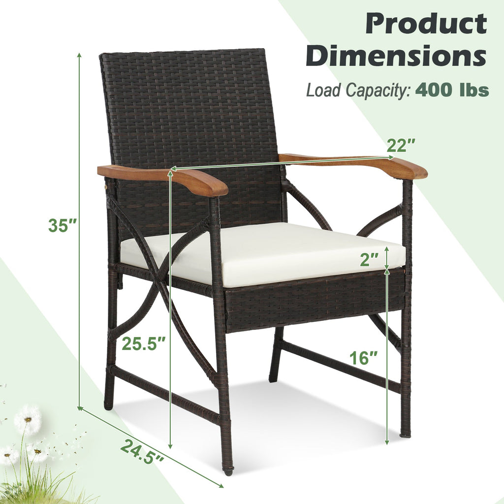 Set of 2/4 Patio Wicker Chairs with Soft Zippered Cushion