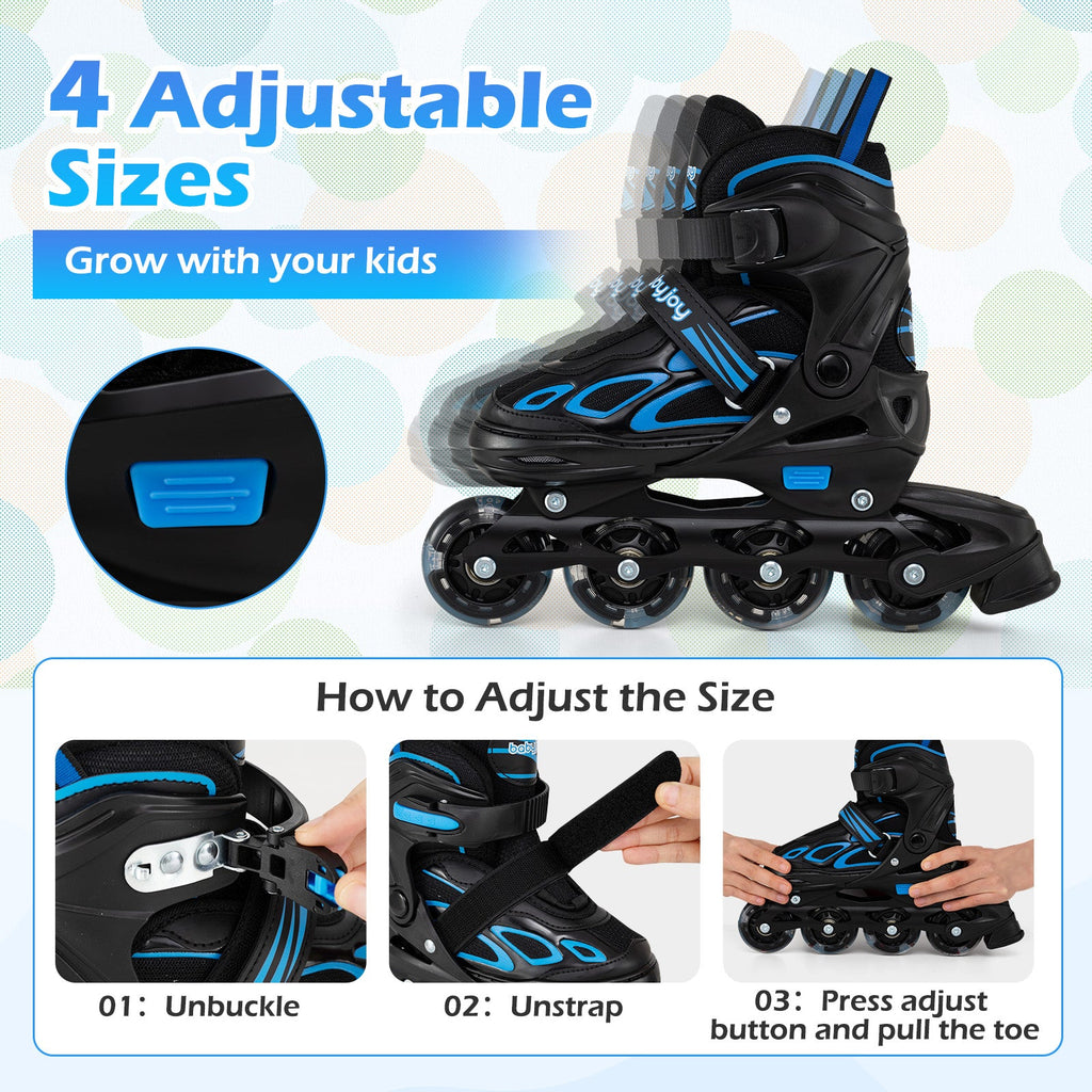 4 Sizes Adjustable Blade Roller with Light-up Wheels for Youth