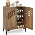 4 Tier Farmhouse Shoe Storage Cabinet with Removable Shelves and Metal Legs