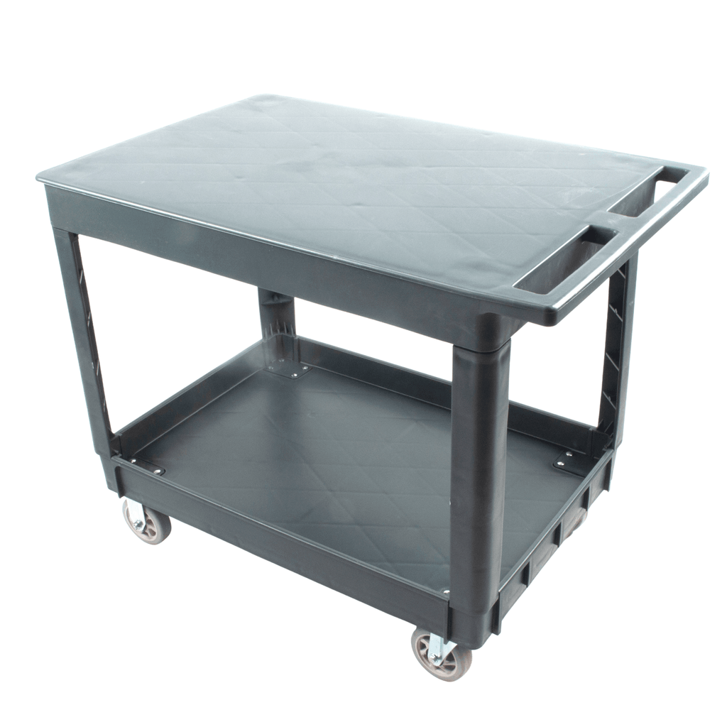 SC2500DP Heavy-Duty Utility Cart with Flat Top Shelf – 2-Tier Rolling Service Cart