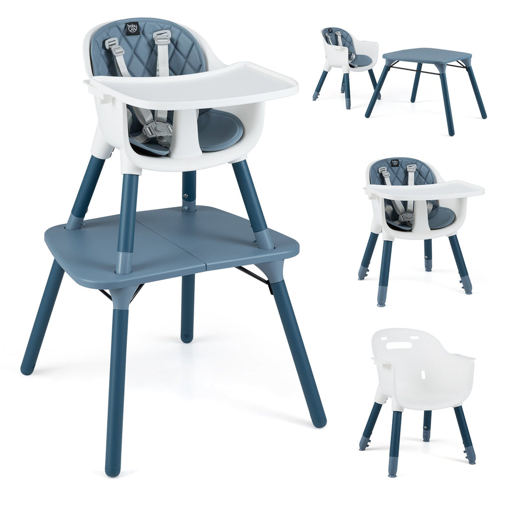 4-in-1 Baby Convertible Toddler Table Chair Set with PU Cushion