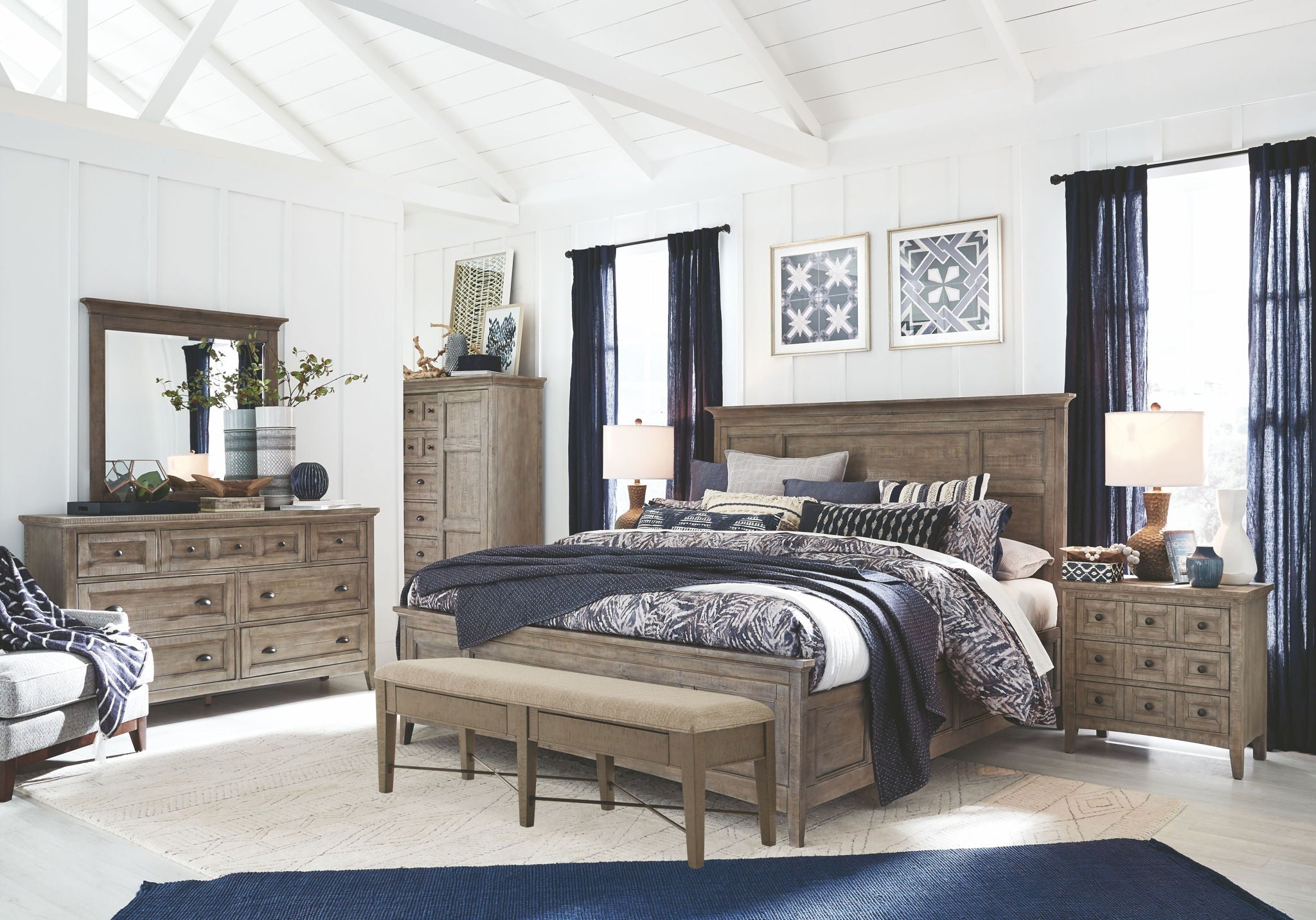 Paxton Place - Complete Panel Bed With Storage Rails