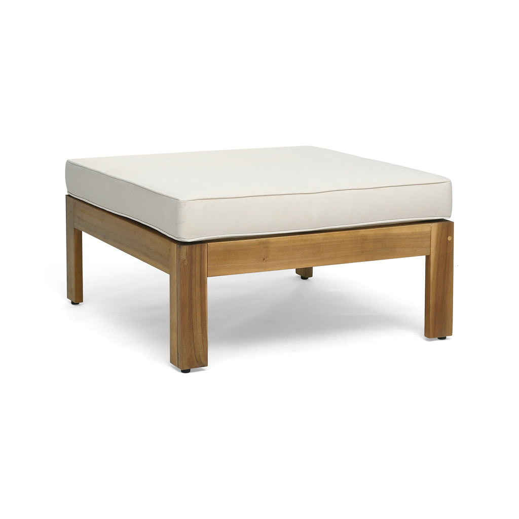 Outdoor Sectional Set Acacia Wood Beige 5 Piece L Shape Seats 4