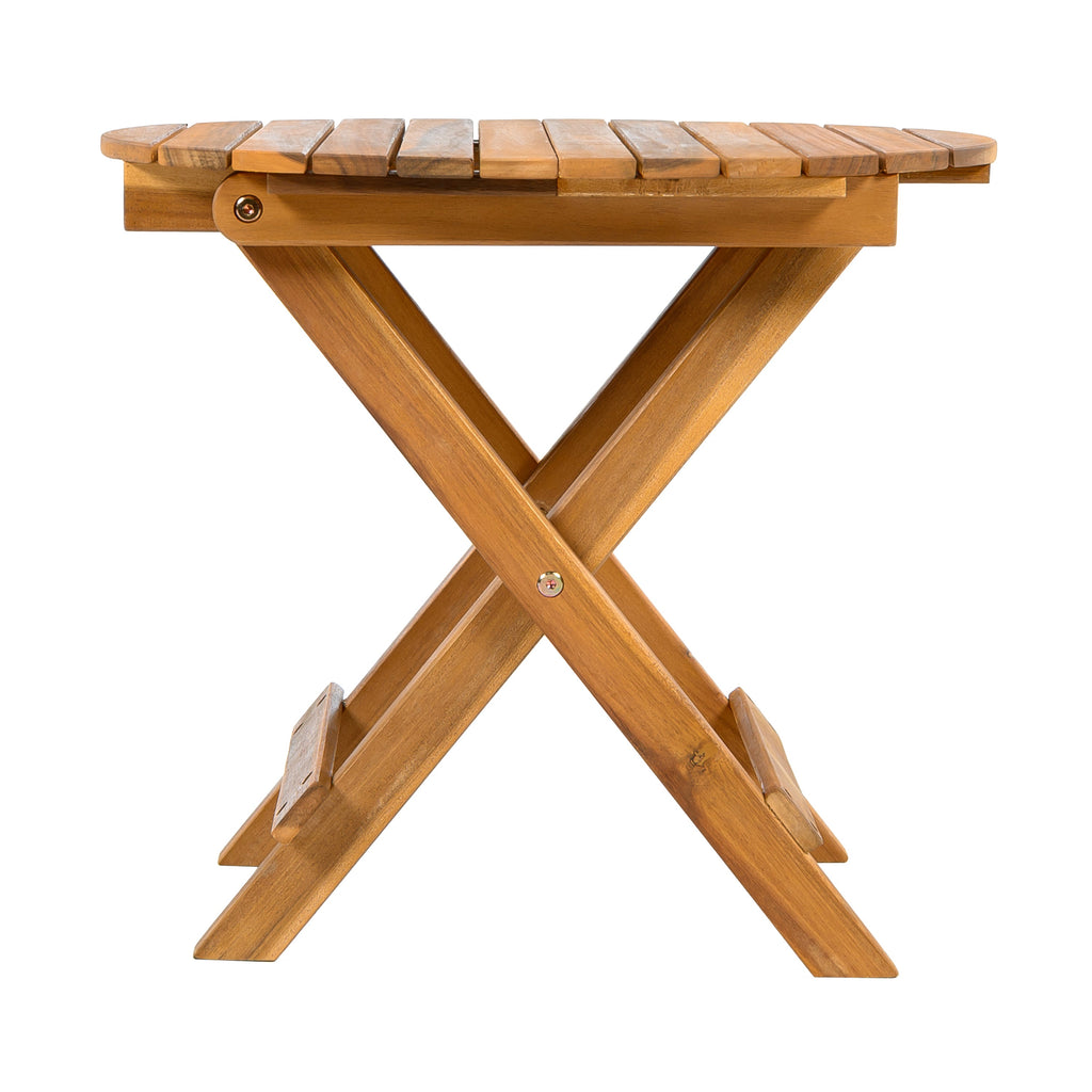 Outdoor Conversation Set Acacia Wood Cream Cushion 3 Piece Foldable